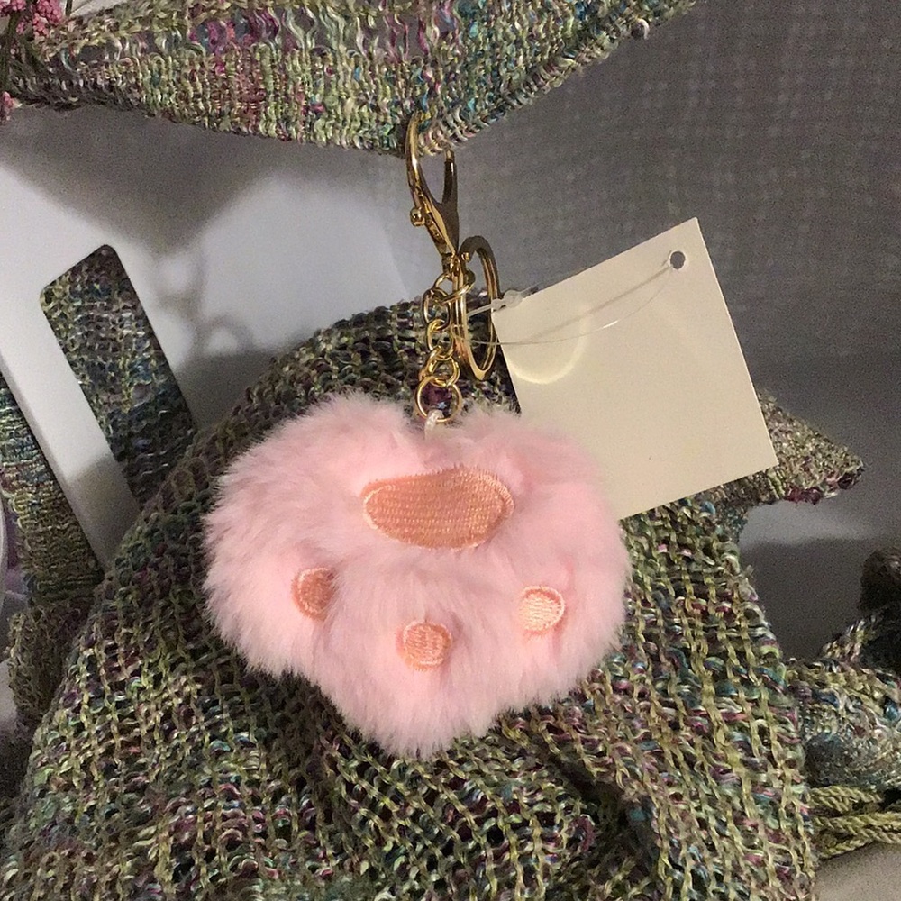 Furry Paw Print Keychain